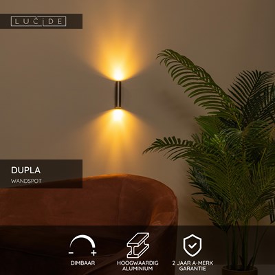 Lucide DUPLA - Wandspot / Wandlamp - 2xGU10 (MR11) - Roest bruin